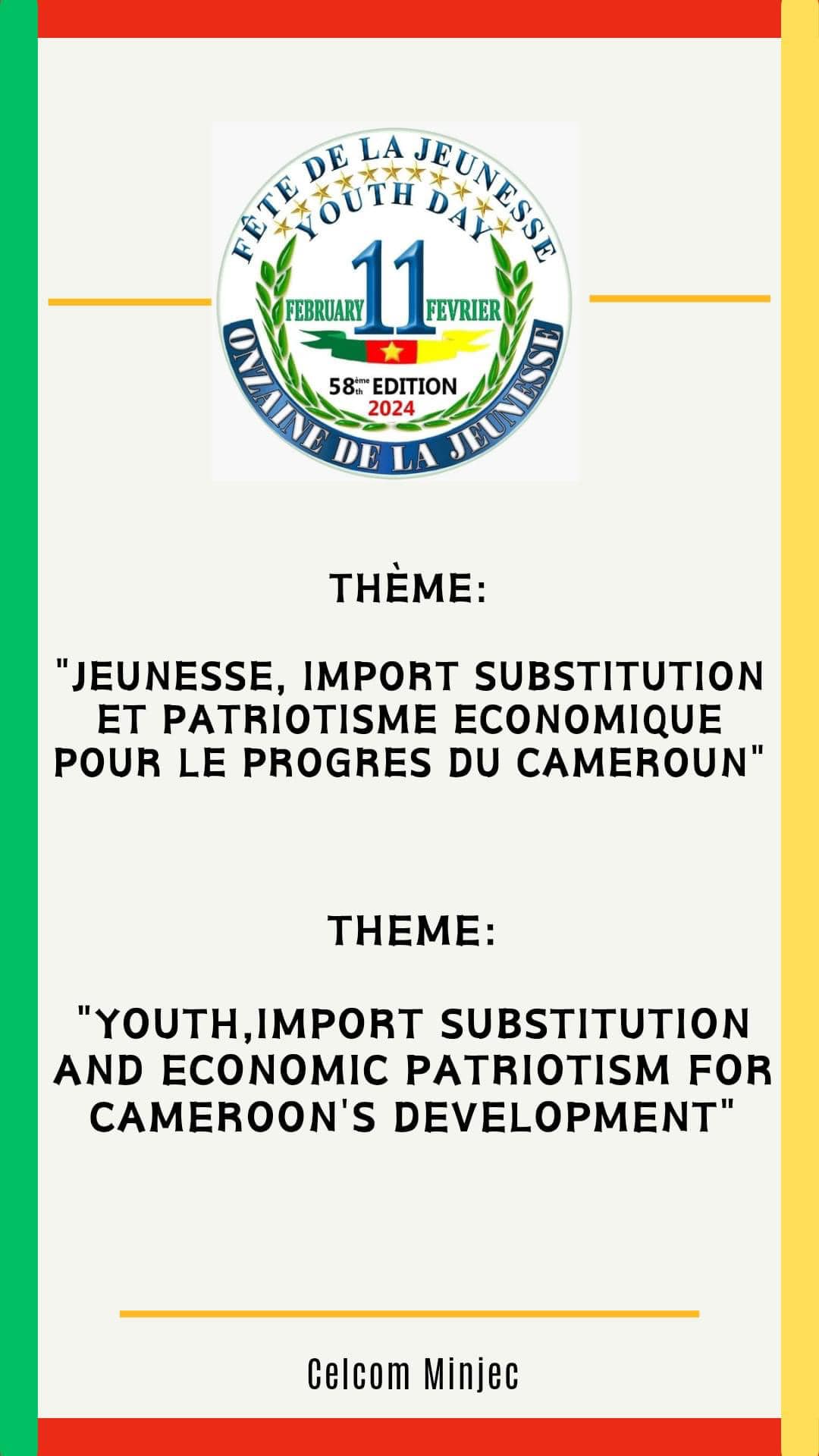 Announcement of the 2024 Youth Day Celebration Theme ---  Annonce du Thème de la Célébration de la Fête de la Jeunesse 2024